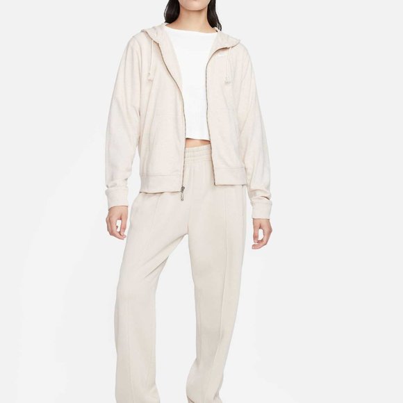 NIKE Oatmeal Women's Full-zip Hooded Sweatshirt Gym Vintage Easy, Small - Picture 5 of 12